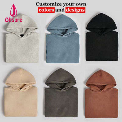 Felpe con cappuccio con logo personalizzato Ohsure da donna, ricamate, tinta unita, 100% cotone, felpe oversize da donna, essenziali, casual