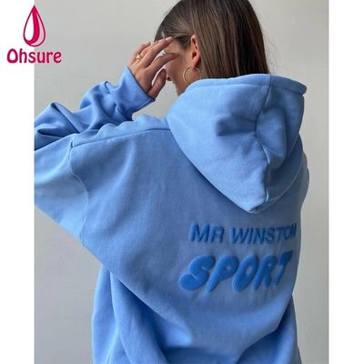 Logo personalizzato Felpe con cappuccio semplici personalizzate Abbigliamento da strada Felpa con cappuccio Abbigliamento casual invernale Stampa Cotone pesante da donna Corto