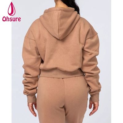 Abbigliamento fitness donne Pullover Top cotone biologico lana sportiva felpe con cappuccio logo Puff Donna allenamento fitness felpe con cappuccio