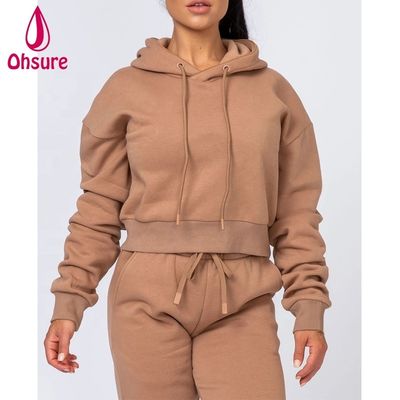 Abbigliamento fitness donne Pullover Top cotone biologico lana sportiva felpe con cappuccio logo Puff Donna allenamento fitness felpe con cappuccio