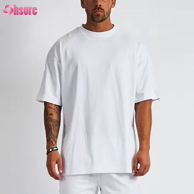 Logo personalizzato abbigliamento di strada T-shirt pesante in cotone nero stampato T-shirt pesante spalla spessa bianca