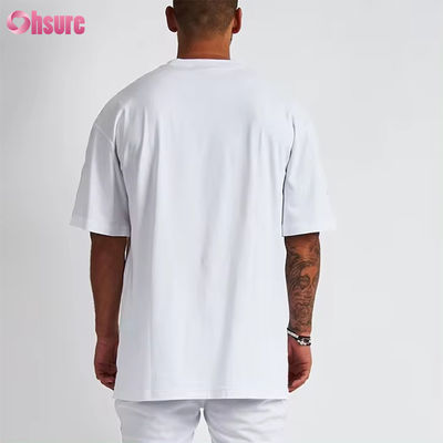 Logo personalizzato abbigliamento di strada T-shirt pesante in cotone nero stampato T-shirt pesante spalla spessa bianca