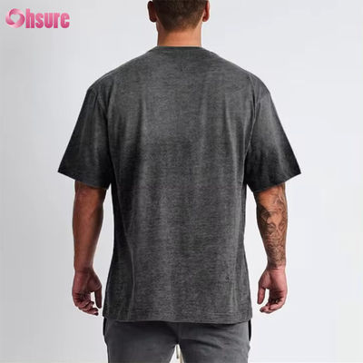 Logo personalizzato abbigliamento di strada T-shirt pesante in cotone nero stampato T-shirt pesante spalla spessa bianca