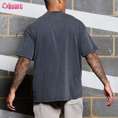 Uomini Sport Indossare cotone Acido lavato Fitness di grandi dimensioni allenamento palestra T-shirt di alta qualità Logo personalizzato Running per uomini casual tessuto