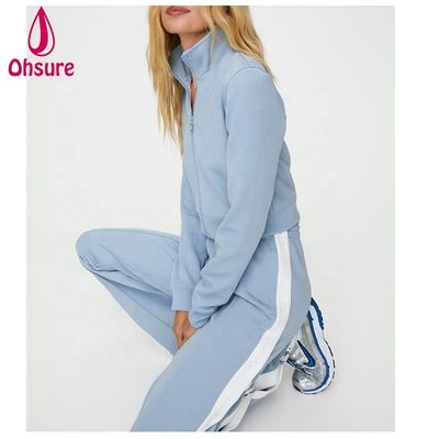 Giacca sportiva da donna antivento per attività all'aperto, alla moda, per corsa, allenamento, con cappuccio, giacca da motociclista, in poliestere, con cerniera, tessuto standard