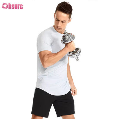 Ingrosso US Size Abbigliamento per fitness Gym Maschile Sport T-Shirt Respirante Elastico Alto Rapido Asciutto Correre Slim Fit T-Shirt