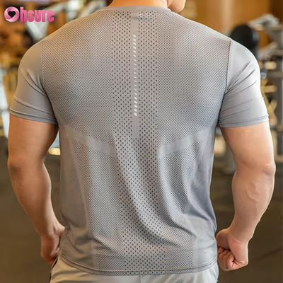 Maglietta sportiva da uomo Activewear in poliestere e spandex, abbigliamento da corsa da uomo, palestra, leggera, sportiva, elastica, t-shirt