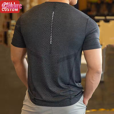 Maglietta sportiva da uomo Activewear in poliestere e spandex, abbigliamento da corsa da uomo, palestra, leggera, sportiva, elastica, t-shirt