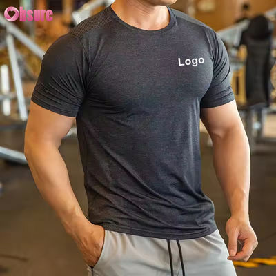 Maglietta sportiva da uomo Activewear in poliestere e spandex, abbigliamento da corsa da uomo, palestra, leggera, sportiva, elastica, t-shirt