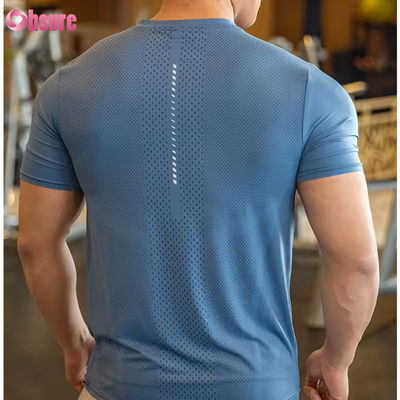 Maglietta sportiva da uomo Activewear in poliestere e spandex, abbigliamento da corsa da uomo, palestra, leggera, sportiva, elastica, t-shirt