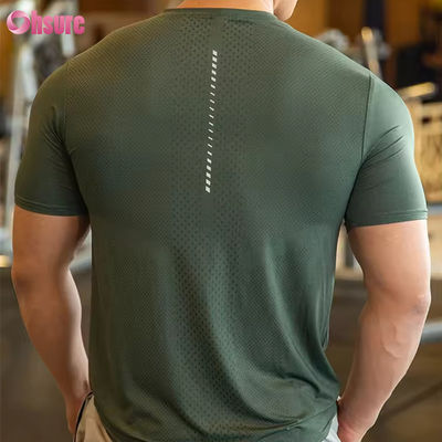 Maglietta sportiva da uomo Activewear in poliestere e spandex, abbigliamento da corsa da uomo, palestra, leggera, sportiva, elastica, t-shirt