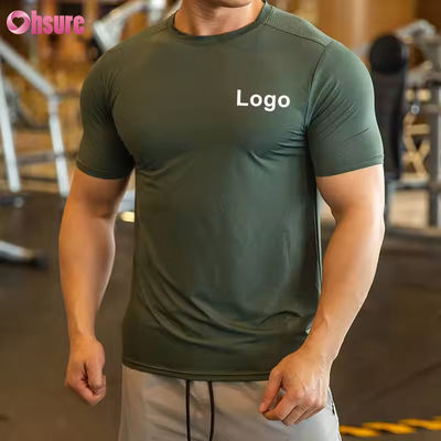 Maglietta sportiva da uomo Activewear in poliestere e spandex, abbigliamento da corsa da uomo, palestra, leggera, sportiva, elastica, t-shirt