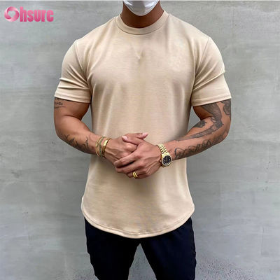 Allenamento in cotone ad alta elasticità muscolare flessibile abbigliamento sportivo maschile maglietta da ginnastica maglietta da stampa a schermo maglietta da abbigliamento