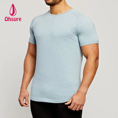 Abbigliamento sportivo in tessuto di bambù, maniche raglan, girocollo, muscolari, leggere, magliette da allenamento per uomo