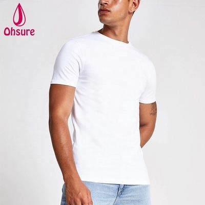 T-shirt da palestra slim fit con logo personalizzato 95% Bamboo 5% Spandex Bodybuilding Fitness Tee Uomo Sport Bianco t Shirt