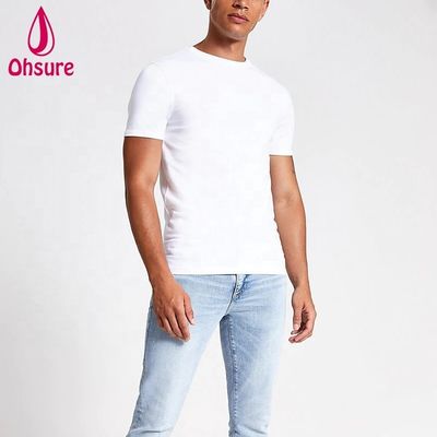 T-shirt da palestra slim fit con logo personalizzato 95% Bamboo 5% Spandex Bodybuilding Fitness Tee Uomo Sport Bianco t Shirt
