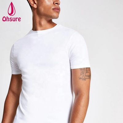 T-shirt da palestra slim fit con logo personalizzato 95% Bamboo 5% Spandex Bodybuilding Fitness Tee Uomo Sport Bianco t Shirt