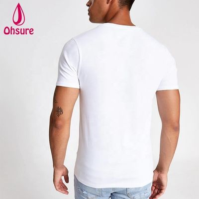 T-shirt da palestra slim fit con logo personalizzato 95% Bamboo 5% Spandex Bodybuilding Fitness Tee Uomo Sport Bianco t Shirt