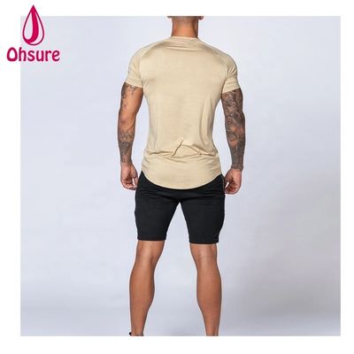 Gym Exercise Wear per uomini T-shirt in bambù Sports Shirt Workout Short Sleeve Printing Casual Print Pattern Stile a maglia Supporto muscolare