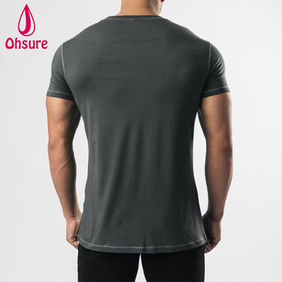 OEM Custom Logo Quick Dry Zig-Zag Stitching Sport Top Muscle Fit Men Fitness Gym Training Uomini Camicie in bianco Casual Stampato