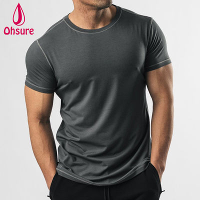 OEM Custom Logo Quick Dry Zig-Zag Stitching Sport Top Muscle Fit Men Fitness Gym Training Uomini Camicie in bianco Casual Stampato