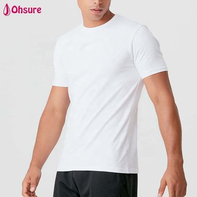 Ingrosso Logo personalizzato Camicie maschili Slim Fit Uomo abbigliamento da ginnastica semplice cotone spandex bianco Uomo manica corta t-shirt
