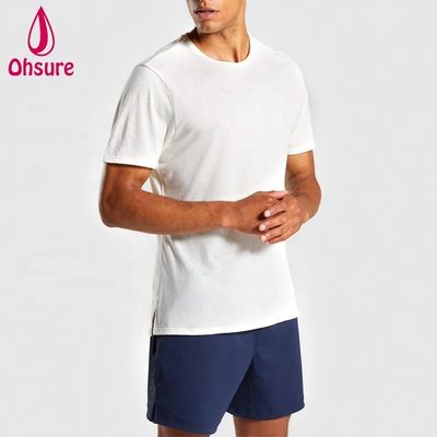 Normal Slim Fit Crew Neck Mens Gym T-shirt Muscle Wear Uomo T-shirt sportivo rilassato con spaccature laterali