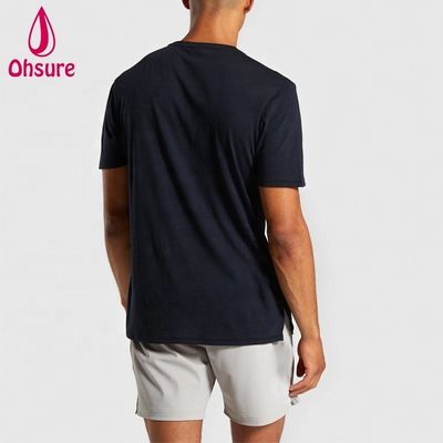 Normal Slim Fit Crew Neck Mens Gym T-shirt Muscle Wear Uomo T-shirt sportivo rilassato con spaccature laterali