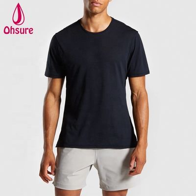 Normal Slim Fit Crew Neck Mens Gym T-shirt Muscle Wear Uomo T-shirt sportivo rilassato con spaccature laterali