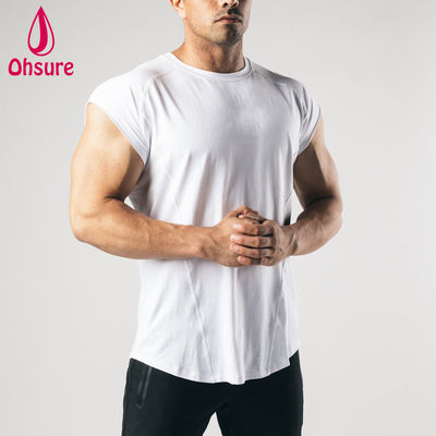 Stampa T-shirt senza maniche Raw Cut Arm Mens Workout Abbigliamento allenamento Gym Top Mens T-shirt casual T-shirt bianca T-shirt bianca