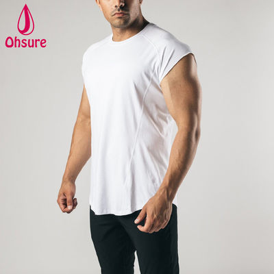 Stampa T-shirt senza maniche Raw Cut Arm Mens Workout Abbigliamento allenamento Gym Top Mens T-shirt casual T-shirt bianca T-shirt bianca