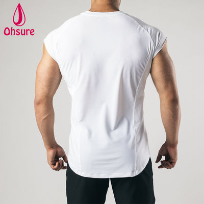 Stampa T-shirt senza maniche Raw Cut Arm Mens Workout Abbigliamento allenamento Gym Top Mens T-shirt casual T-shirt bianca T-shirt bianca