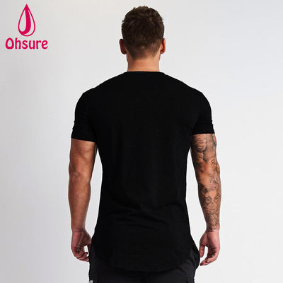 Maglietta da uomo sportiva da palestra estiva di alta qualità, da corsa, ad asciugatura rapida, nera, da uomo, tinta unita, per il fitness