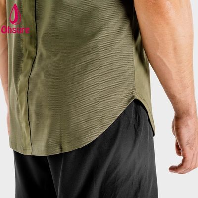 Nuovo Arrivo Leggero Traspirante Atletico Uomo Fitness Tessuto ad Asciugatura Rapida Spandex Elastan Abbigliamento Uomo T-shirt