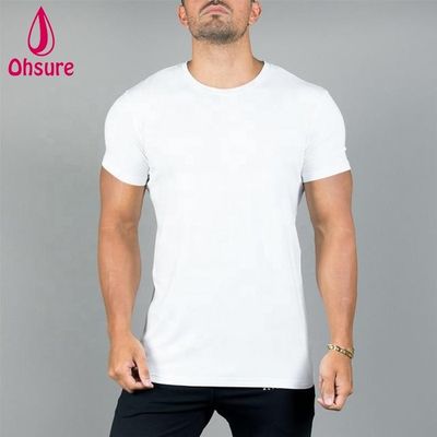Maglietta da uomo da allenamento da palestra a maniche corte con stampa personalizzata, fitness, palestra, compressione, nera, casual, stampa, motivo, lavorato a maglia, OEM