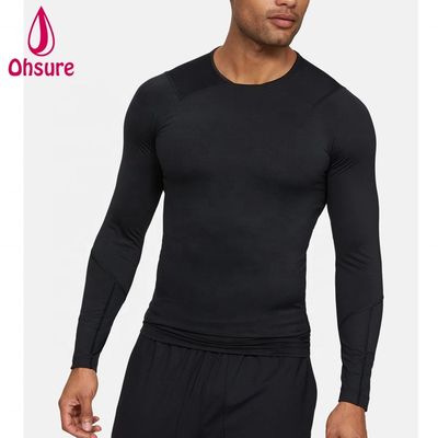 Vendita calda all'ingrosso Abbigliamento da palestra Slim Fit Uomo Maglietta a compressione Uomo Abbigliamento sportivo Uomo T-shirt a maniche lunghe Uomo Jersey Girocollo Casual