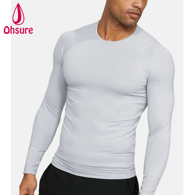Vendita calda all'ingrosso Abbigliamento da palestra Slim Fit Uomo Maglietta a compressione Uomo Abbigliamento sportivo Uomo T-shirt a maniche lunghe Uomo Jersey Girocollo Casual