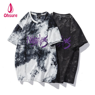 Ohsure 2023 T-Shirt lavaggio personalizzato di cotone cravatta colorata T-shirt abbigliamento da strada manica corta estate uomo unisex disegno di stampa casual