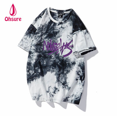 Ohsure 2023 T-Shirt lavaggio personalizzato di cotone cravatta colorata T-shirt abbigliamento da strada manica corta estate uomo unisex disegno di stampa casual