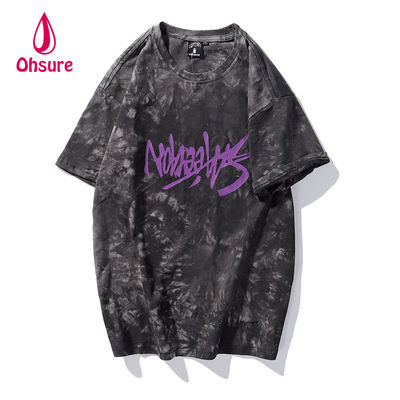 Ohsure 2023 T-Shirt lavaggio personalizzato di cotone cravatta colorata T-shirt abbigliamento da strada manica corta estate uomo unisex disegno di stampa casual