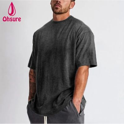 T-shirt in cotone bianco streetwear Oversize con spalle scese T-shirt pesante Stampa personalizzata di alta qualità per uomo Casual