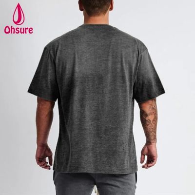 T-shirt in cotone bianco streetwear Oversize con spalle scese T-shirt pesante Stampa personalizzata di alta qualità per uomo Casual