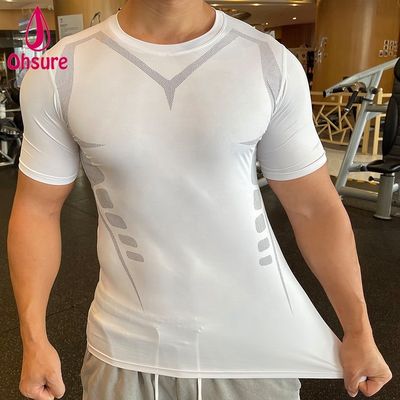 T-shirt a manica corta adatta ad assorbimento del sudore all'ingrosso Custom New Design Uomini Sport Gym Corsa Sport Casual Tessuto