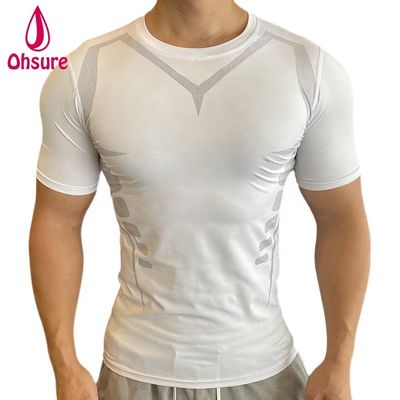 T-shirt a manica corta adatta ad assorbimento del sudore all'ingrosso Custom New Design Uomini Sport Gym Corsa Sport Casual Tessuto