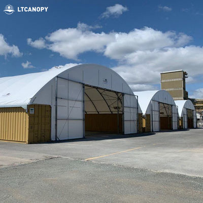 Tenda personalizzata per esterni impermeabile in PVC, tunnel in polietilene, rifugio per container marittimi